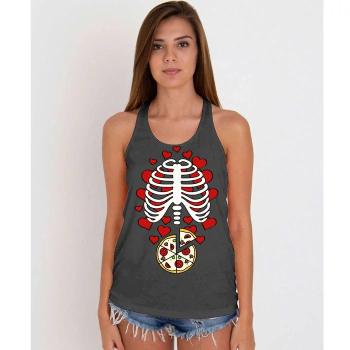 Skeleton Pizza Rib Cage X-Ray Women's Knotted Racerback Tank