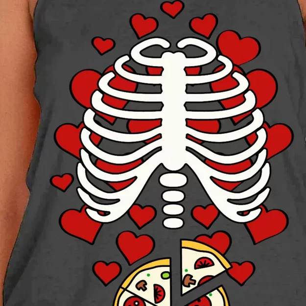 Skeleton Pizza Rib Cage X-Ray Women's Knotted Racerback Tank