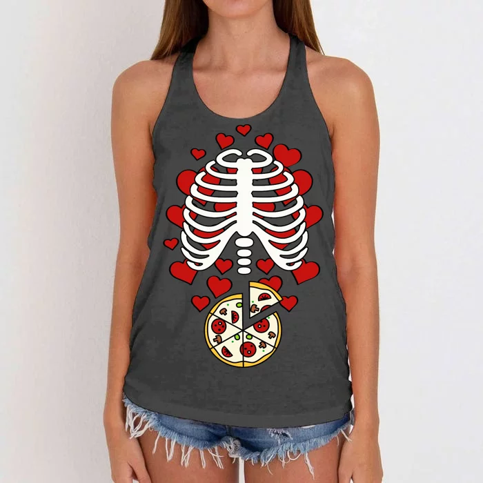 Skeleton Pizza Rib Cage X-Ray Women's Knotted Racerback Tank