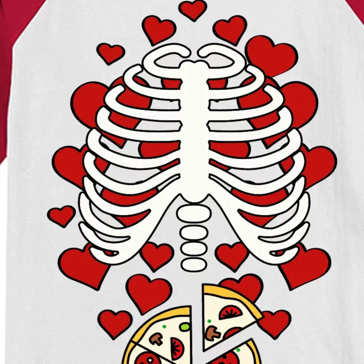 Skeleton Pizza Rib Cage X-Ray Kids Colorblock Raglan Jersey