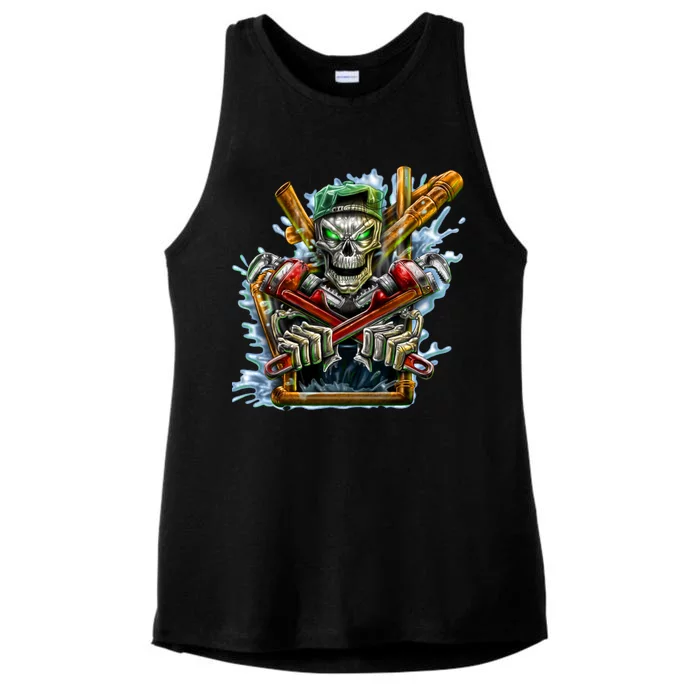 Skeleton Plumber Ladies Tri-Blend Wicking Tank