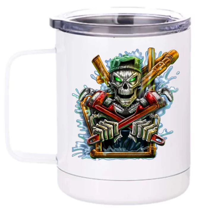 Skeleton Plumber Front & Back 12oz Stainless Steel Tumbler Cup