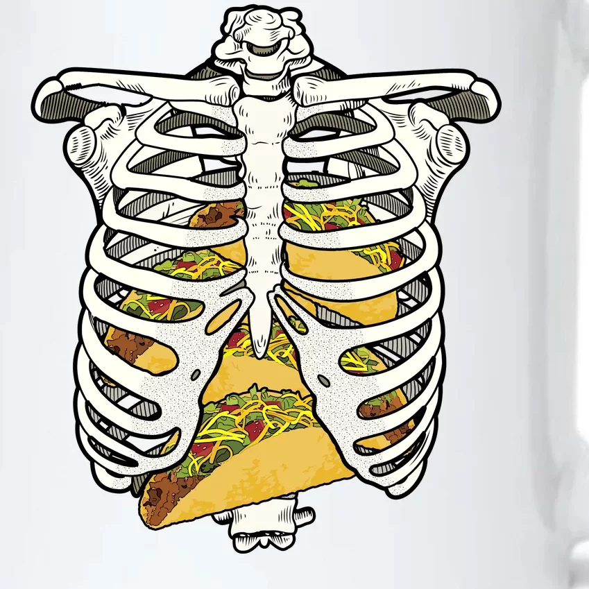 Skeleton Rib Cage Filled With Tacos Black Color Changing Mug