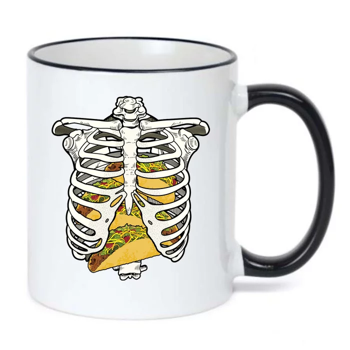 Skeleton Rib Cage Filled With Tacos Black Color Changing Mug