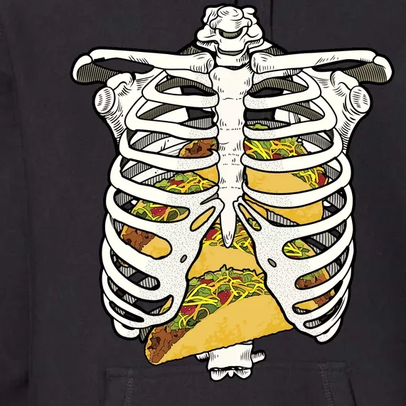 Skeleton Rib Cage Filled With Tacos Premium Hoodie