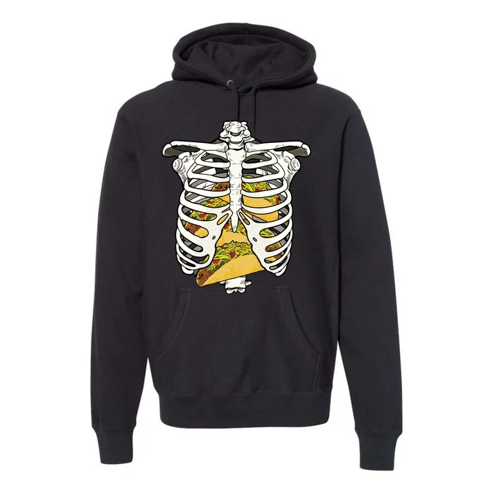 Skeleton Rib Cage Filled With Tacos Premium Hoodie