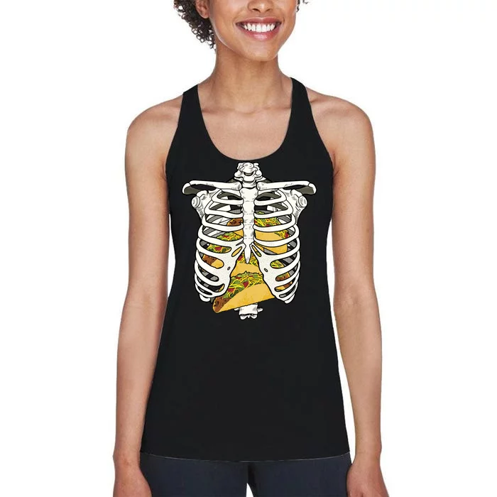 Skeleton Rib Cage Filled With Tacos Women's Racerback Tank