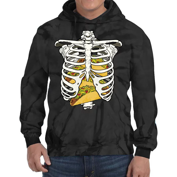 Skeleton Rib Cage Filled With Tacos Tie Dye Hoodie