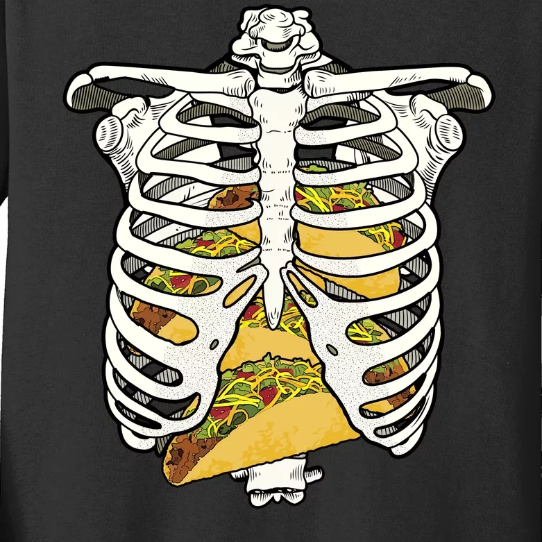 Skeleton Rib Cage Filled With Tacos Kids Long Sleeve Shirt