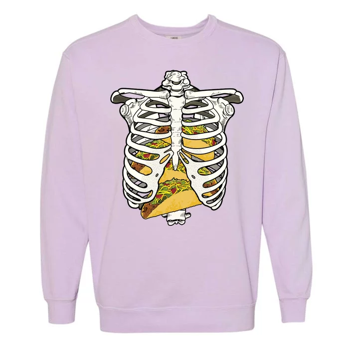 Skeleton Rib Cage Filled With Tacos Garment-Dyed Sweatshirt