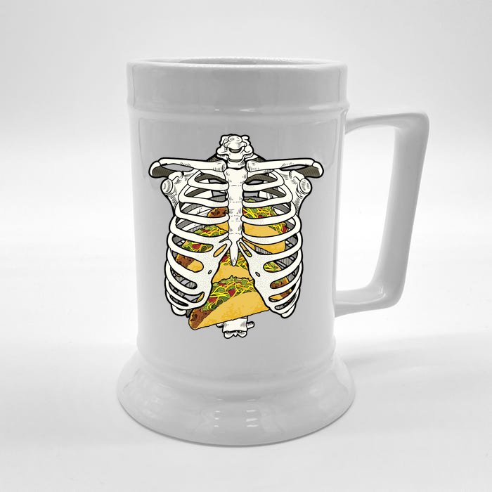 Skeleton Rib Cage Filled With Tacos Front & Back Beer Stein