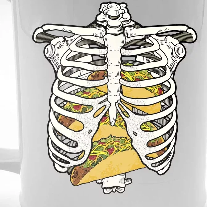 Skeleton Rib Cage Filled With Tacos Front & Back Beer Stein