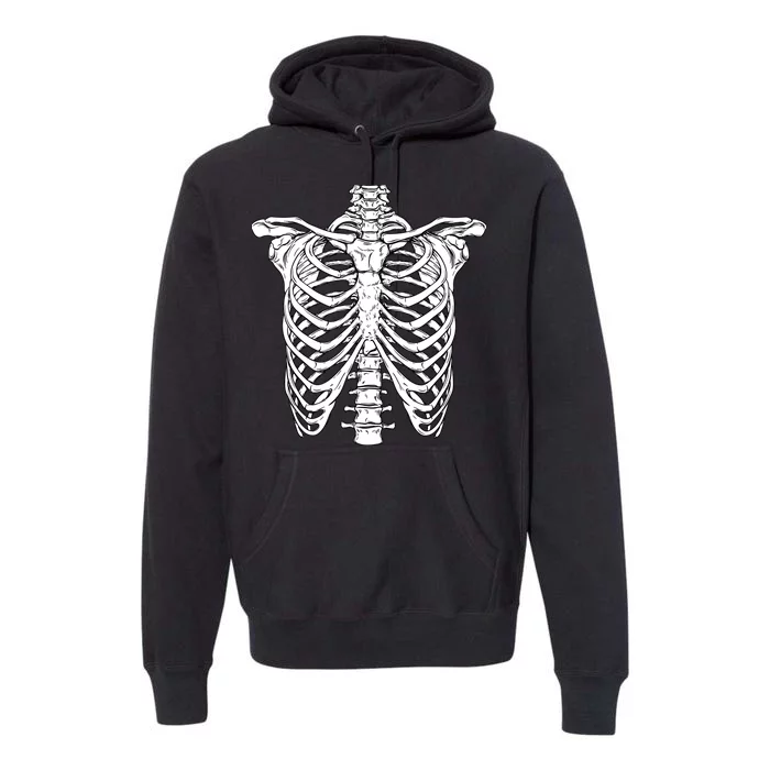 Skeleton Rib Cage Scary Halloween Costume Premium Hoodie