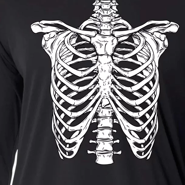 Skeleton Rib Cage Scary Halloween Costume Cooling Performance Long Sleeve Crew