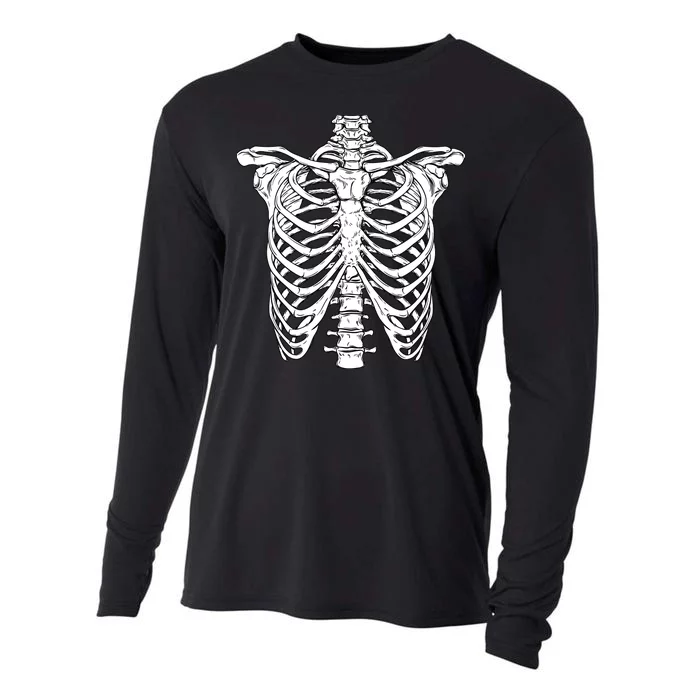 Skeleton Rib Cage Scary Halloween Costume Cooling Performance Long Sleeve Crew