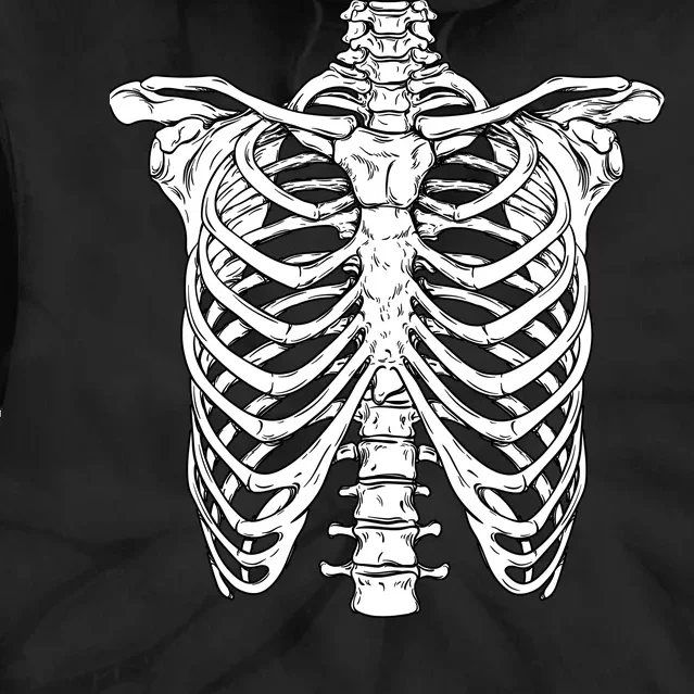 Skeleton Rib Cage Scary Halloween Costume Tie Dye Hoodie