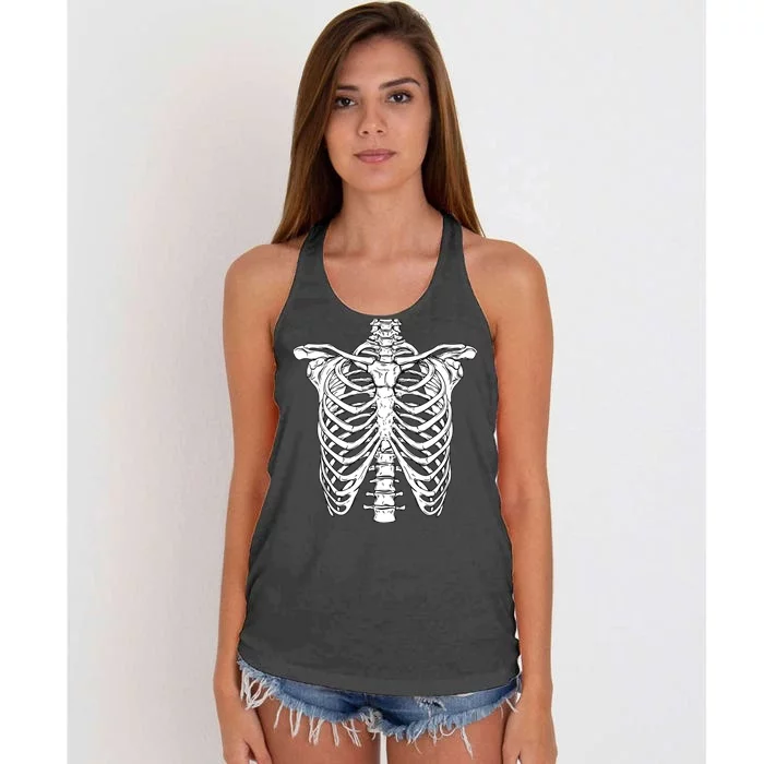 Skeleton Rib Cage Scary Halloween Costume Women's Knotted Racerback Tank