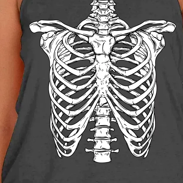 Skeleton Rib Cage Scary Halloween Costume Women's Knotted Racerback Tank