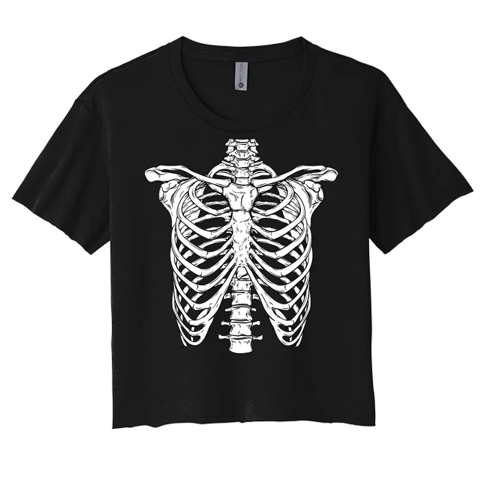 Skeleton Rib Cage Scary Halloween Costume Women's Crop Top Tee