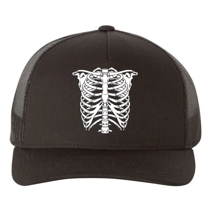 Skeleton Rib Cage Skull Chest Yupoong Adult 5-Panel Trucker Hat