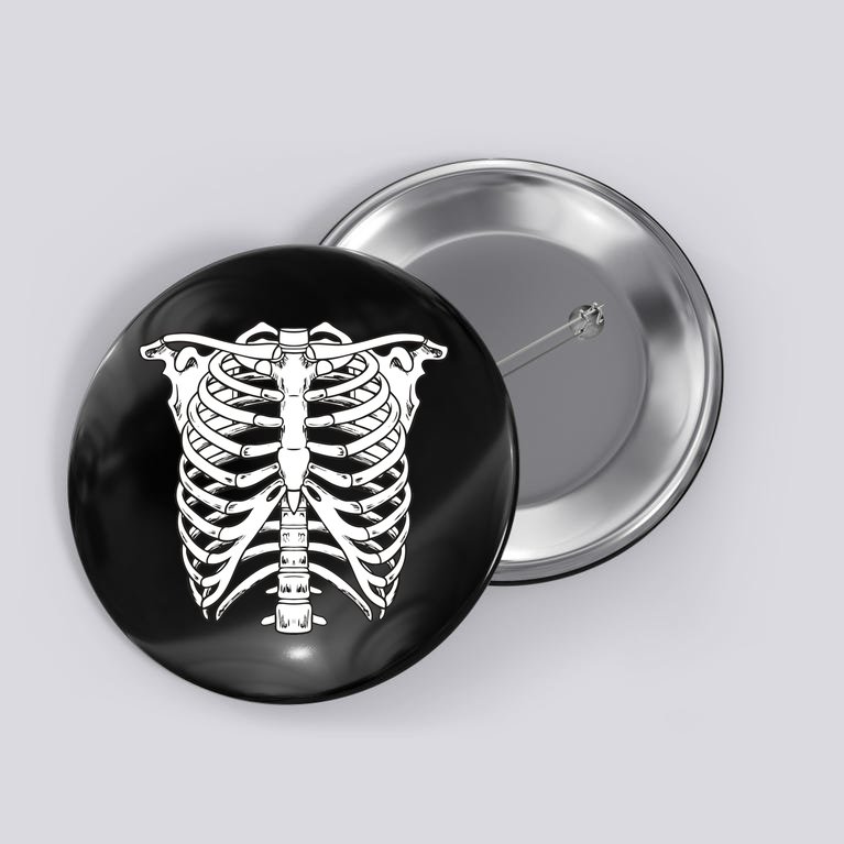 Skeleton Rib Cage Skull Chest Button