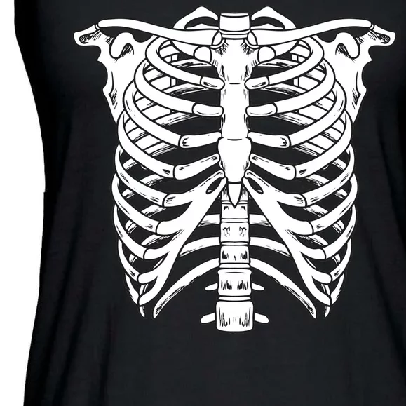 Skeleton Rib Cage Skull Chest Ladies Essential Flowy Tank