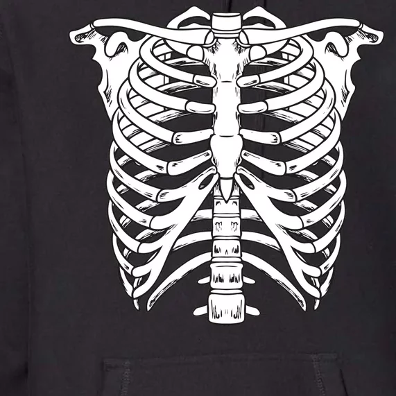 Skeleton Rib Cage Skull Chest Premium Hoodie