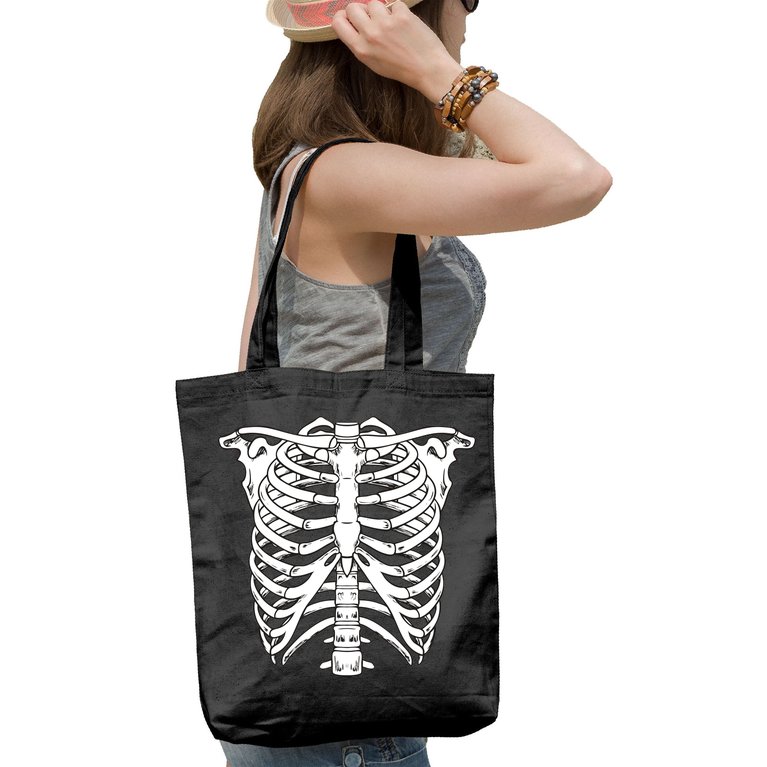 Skeleton Rib Cage Skull Chest Tote Bag