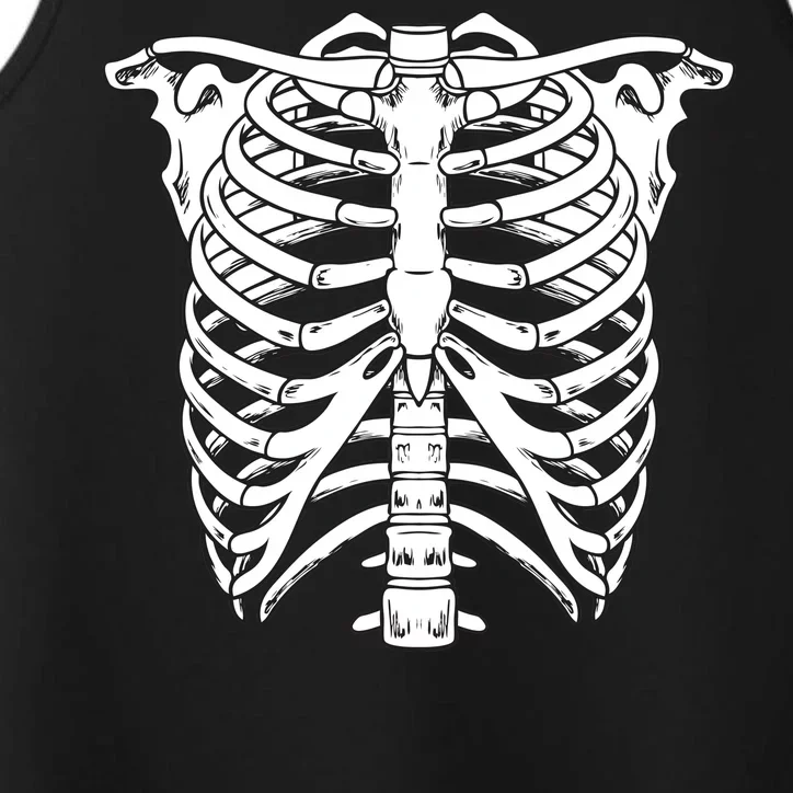 Skeleton Rib Cage Skull Chest Performance Tank