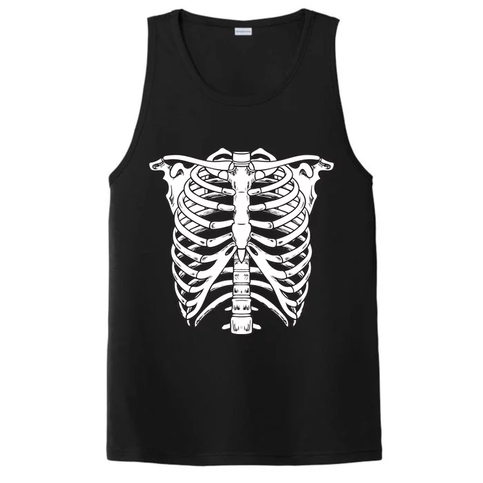 Skeleton Rib Cage Skull Chest Performance Tank