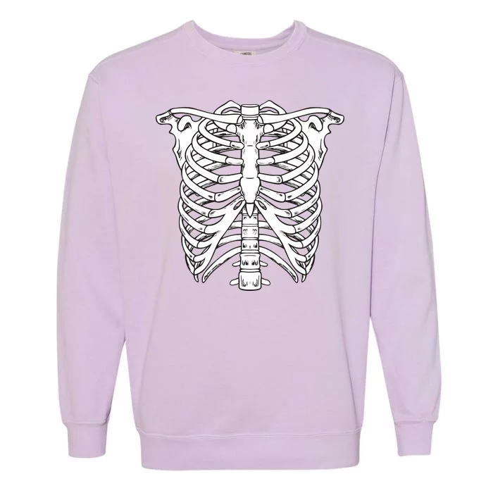 Skeleton Rib Cage Skull Chest Garment-Dyed Sweatshirt