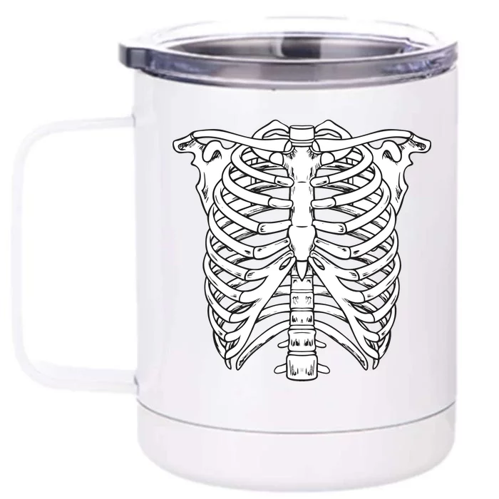 Skeleton Rib Cage Skull Chest Front & Back 12oz Stainless Steel Tumbler Cup