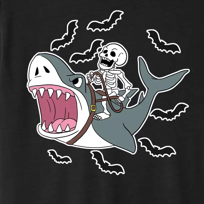 Skeleton Riding Shark Funny Halloween ChromaSoft Performance T-Shirt