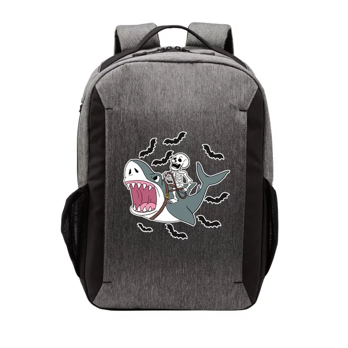 Skeleton Riding Shark Funny Halloween Vector Backpack