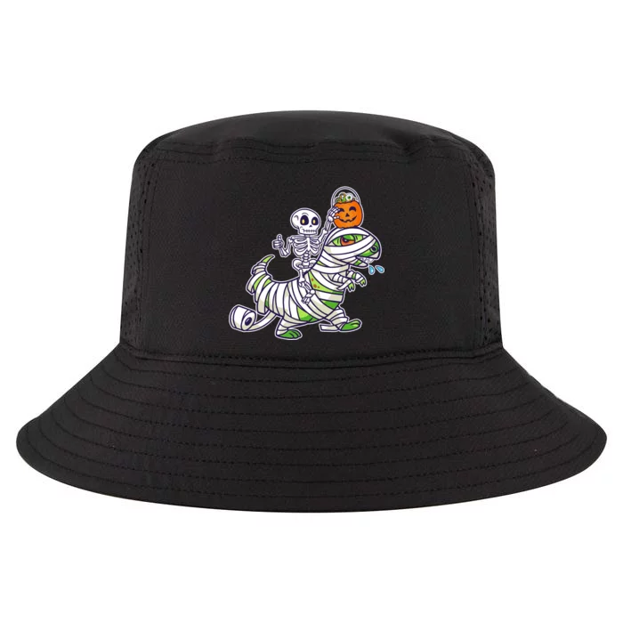 Skeleton Riding T-Rex Halloween Cool Comfort Performance Bucket Hat