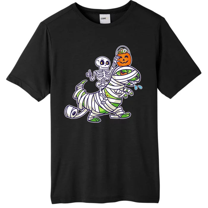 Skeleton Riding T-Rex Halloween ChromaSoft Performance T-Shirt