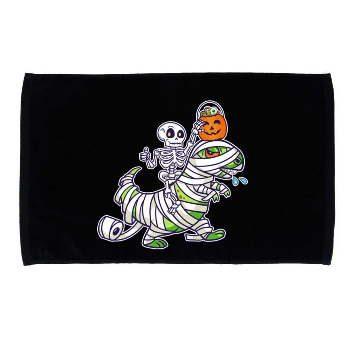 Skeleton Riding T-Rex Halloween Microfiber Hand Towel