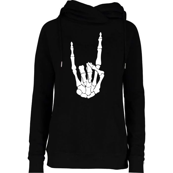 Skeleton Rocks Womens Funnel Neck Pullover Hood