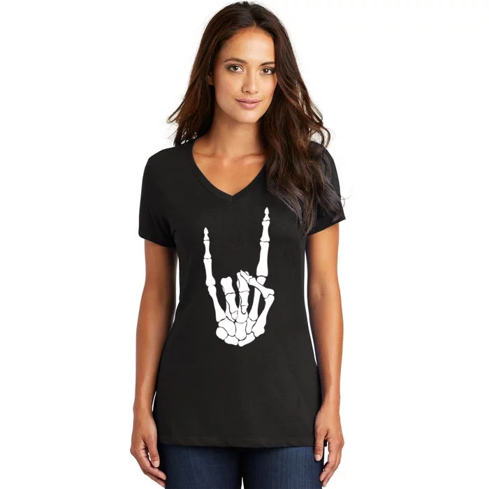 Skeleton Rocks Women's V-Neck T-Shirt