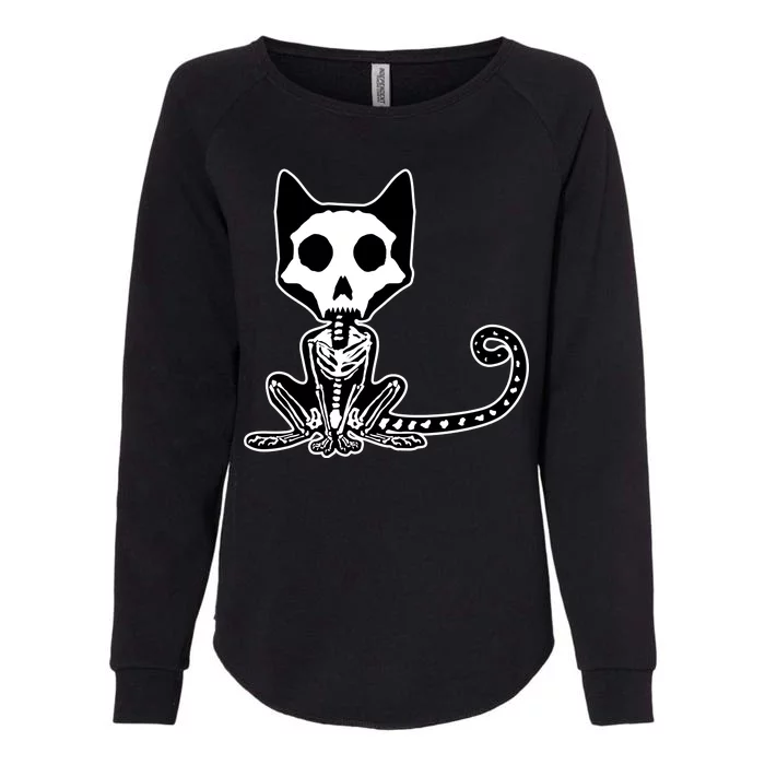 Skeleton X-Ray Cat Day Of The Dead Womens California Wash Sweatshirt