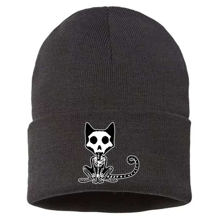 Skeleton X-Ray Cat Day Of The Dead Sustainable Knit Beanie