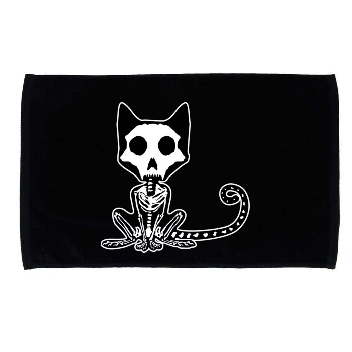 Skeleton X-Ray Cat Day Of The Dead Microfiber Hand Towel