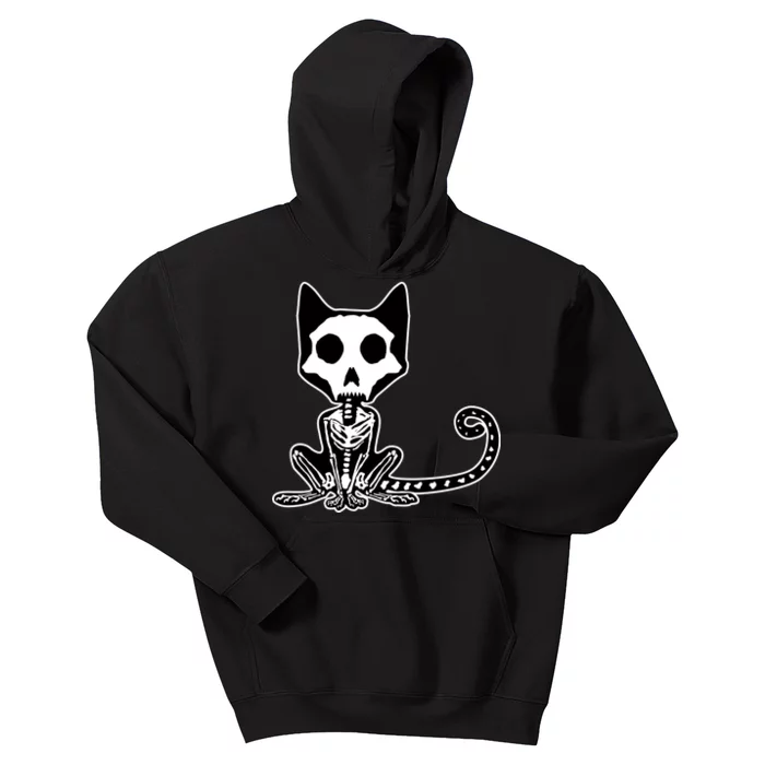 Skeleton X-Ray Cat Day Of The Dead Kids Hoodie