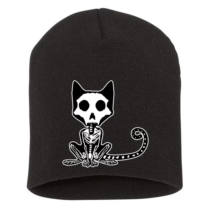 Skeleton X-Ray Cat Day Of The Dead Short Acrylic Beanie