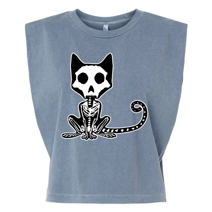 Skeleton X-Ray Cat Day Of The Dead Garment-Dyed Women's Muscle Tee