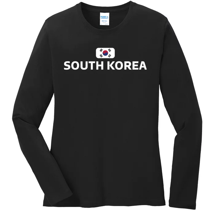 South Korea Flag Ladies Long Sleeve Shirt