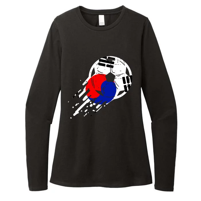 South Korea Flag Soccer Ball Football Fan Women Womens CVC Long Sleeve Shirt