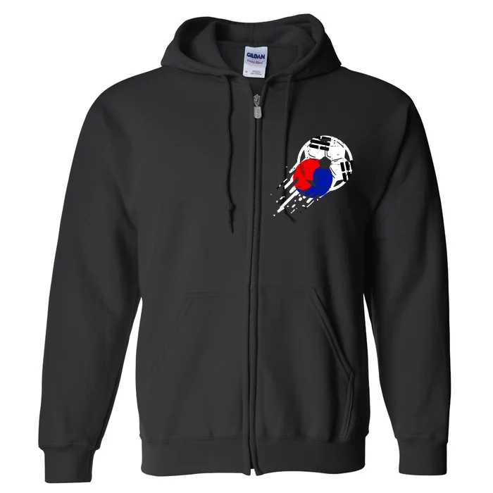 South Korea Flag Soccer Ball Football Fan Women Full Zip Hoodie