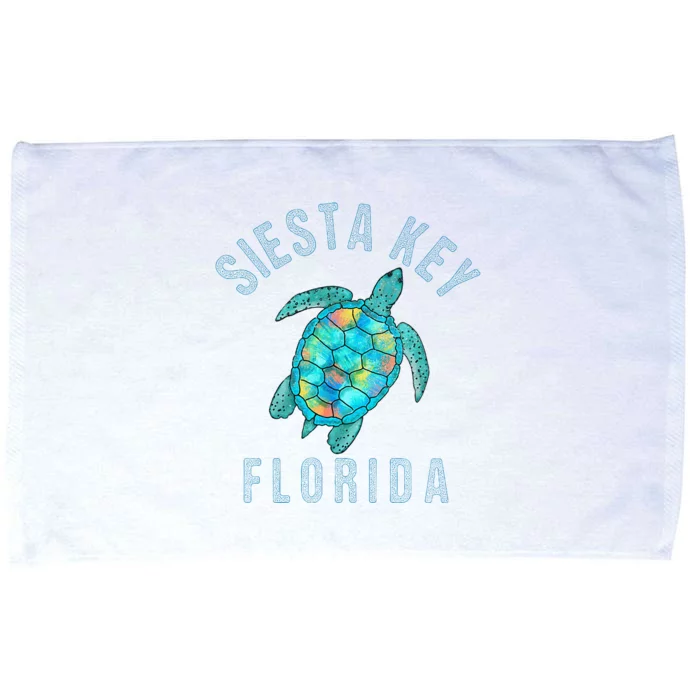 Siesta Key FL Beach Design Sea Turtle Illustration Gift Microfiber Hand Towel