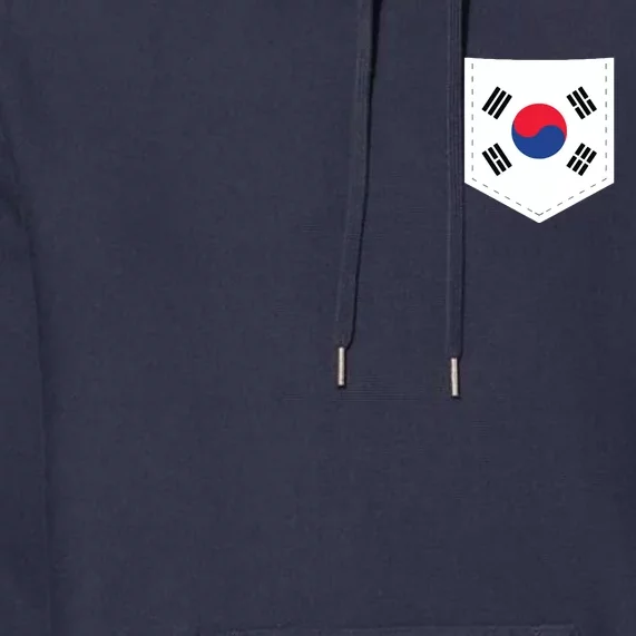 South Korea Flag With Printed South Korean Flag Pocket Premium Hoodie